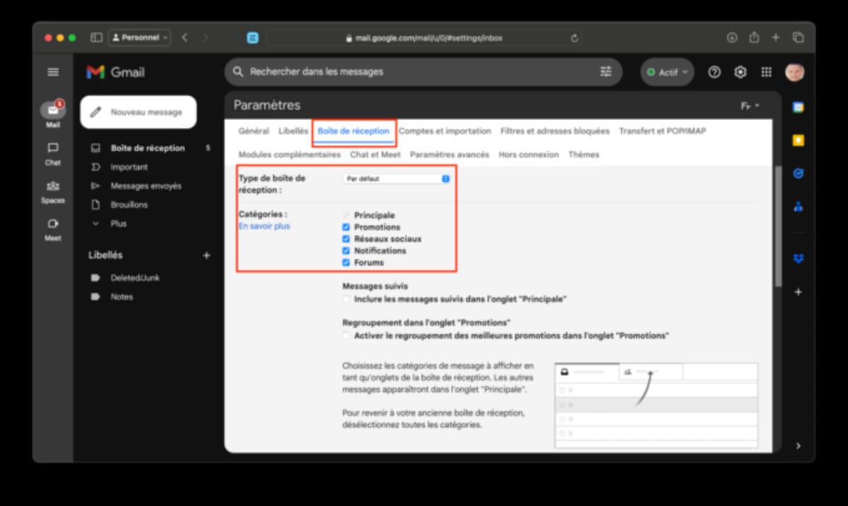 Classez vos e-mails par catégories
