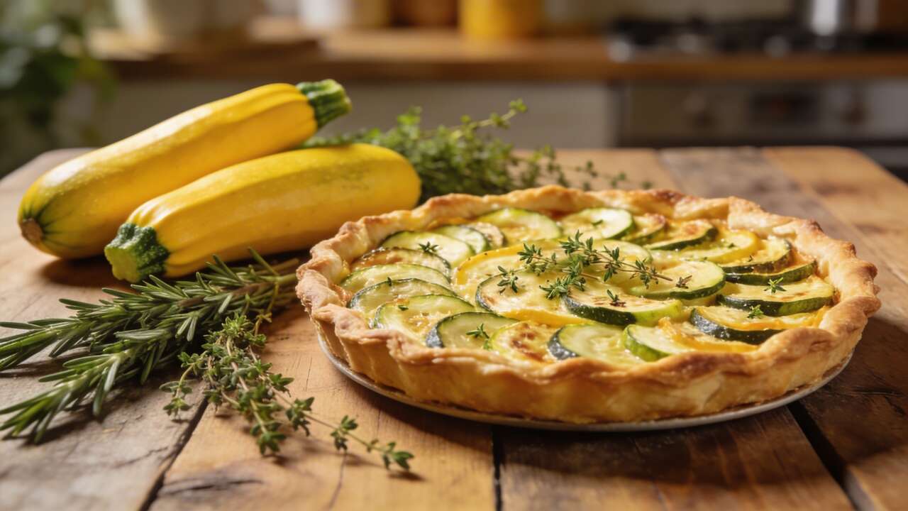 Tarte aux courgettes jaunes et herbes aromatiques Tarte aux courgettes jaunes et herbes aromatiques